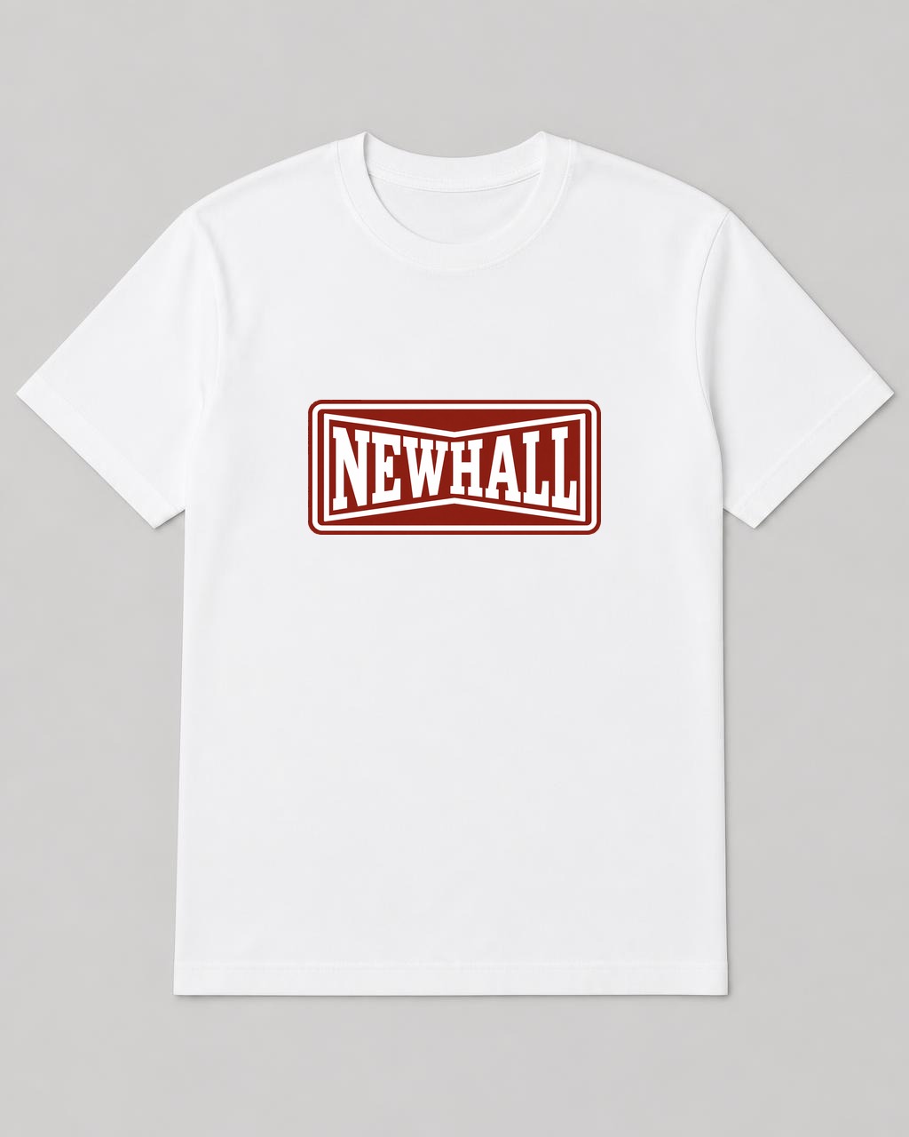 The white Newhall graphic tee, photographed flat